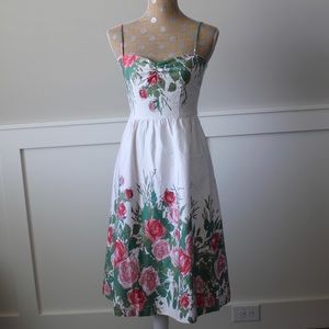David Meister rose print tea party dress